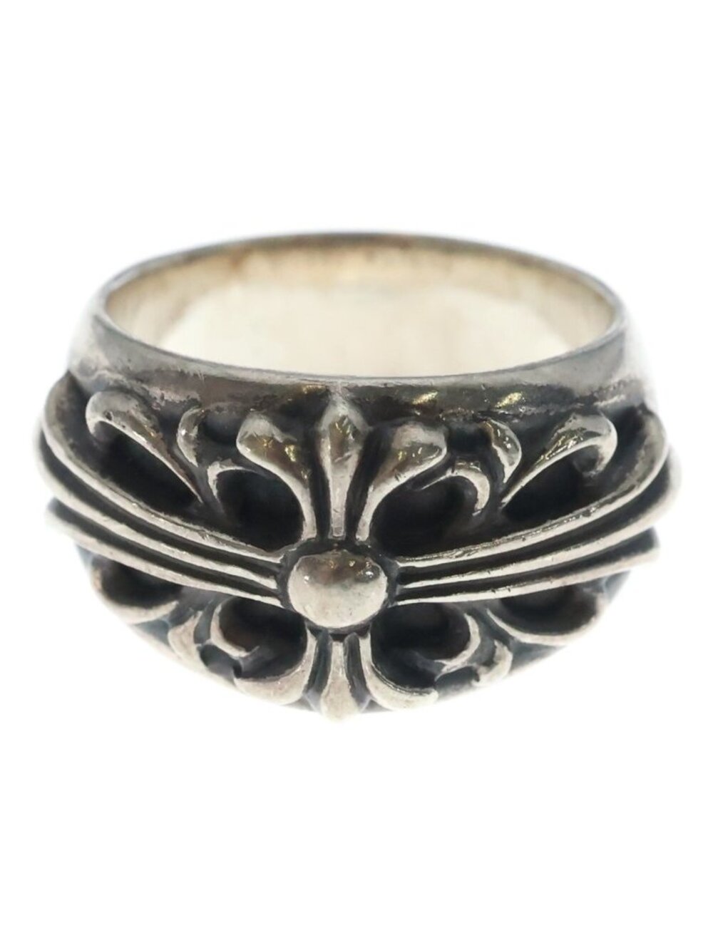 Chrome Hearts Flrl Floral Cross Ring Silver